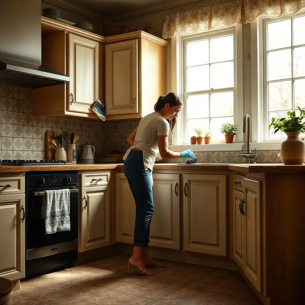 Professional cleaner working in a home