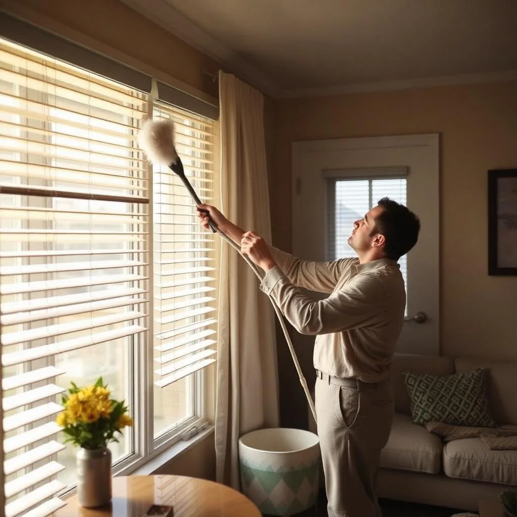 Cleaner dusting window blinds