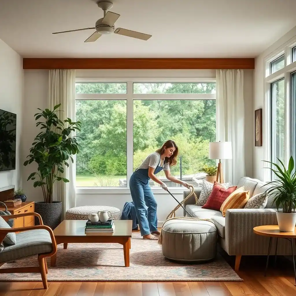 Professional cleaner working in a home